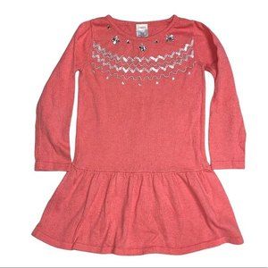 Gymboree Peach Soft Knit Sweater Dress Tunic Top Long Sleeve Gem Decoration